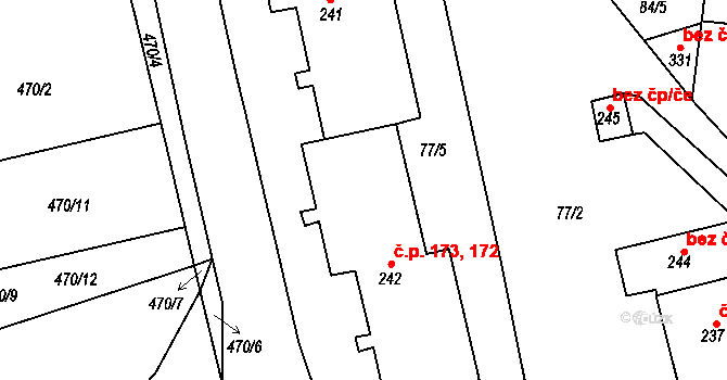 Vrchoslav 172,173, Krupka na parcele st. 242 v KÚ Vrchoslav, Katastrální mapa