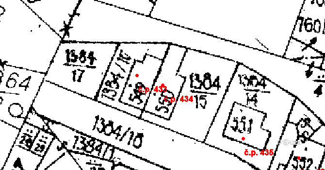 Jaroměřice 434 na parcele st. 550 v KÚ Jaroměřice, Katastrální mapa