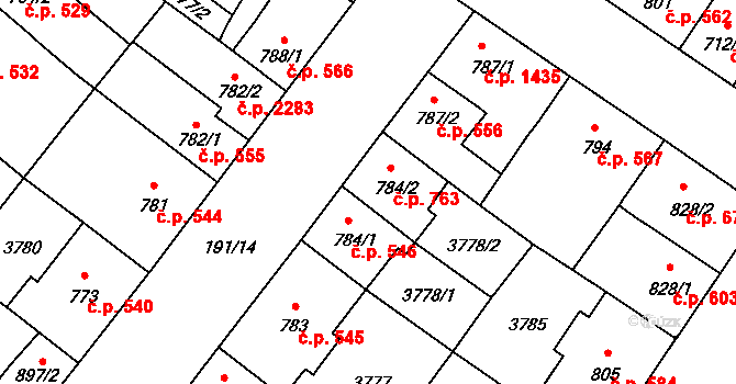 Břeclav 763 na parcele st. 784/2 v KÚ Břeclav, Katastrální mapa