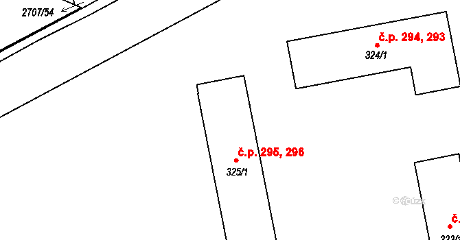 Janovice nad Úhlavou 295,296 na parcele st. 325/1 v KÚ Janovice nad Úhlavou, Katastrální mapa