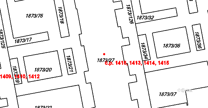Vršovice 1413,1414,1415,1416, Praha na parcele st. 1873/27 v KÚ Vršovice, Katastrální mapa