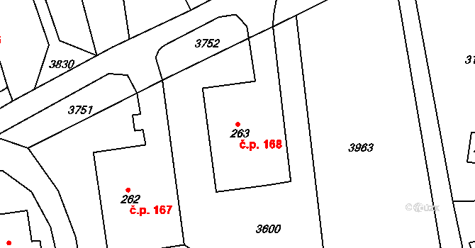 Sedloňov 168 na parcele st. 263 v KÚ Sedloňov, Katastrální mapa