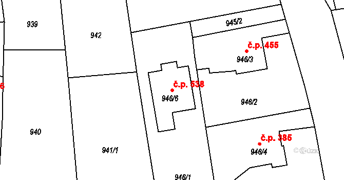 Píšť 538 na parcele st. 946/6 v KÚ Píšť, Katastrální mapa