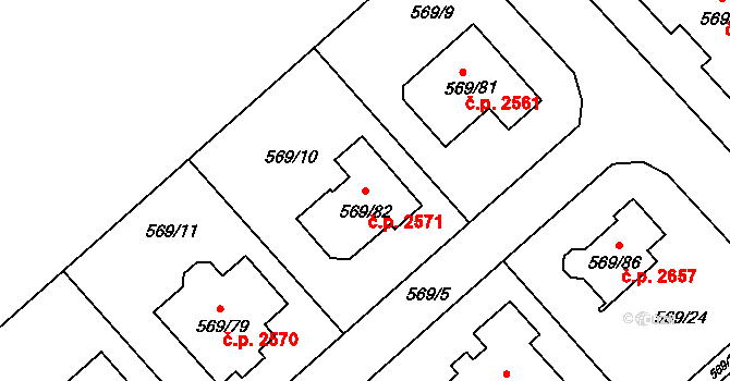 České Budějovice 3 2571, České Budějovice na parcele st. 569/82 v KÚ České Budějovice 3, Katastrální mapa
