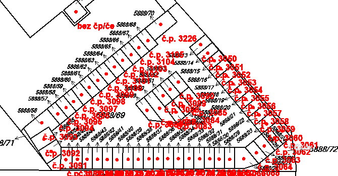 Přerov I-Město 3089, Přerov na parcele st. 5888/52 v KÚ Přerov, Katastrální mapa