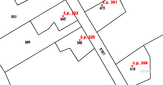 Kluč 320, Habartov na parcele st. 568 v KÚ Habartov, Katastrální mapa
