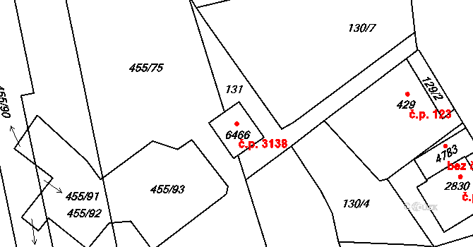 Zábřeh 3138, Ostrava na parcele st. 6466 v KÚ Zábřeh nad Odrou, Katastrální mapa