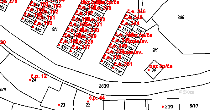 Chanov 339, Obrnice na parcele st. 77/12 v KÚ Chanov, Katastrální mapa