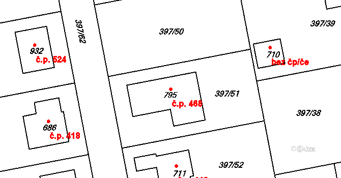 Opatovice nad Labem 468 na parcele st. 795 v KÚ Opatovice nad Labem, Katastrální mapa
