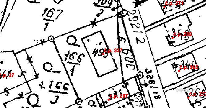 Habrovany 337 na parcele st. 493 v KÚ Habrovany, Katastrální mapa