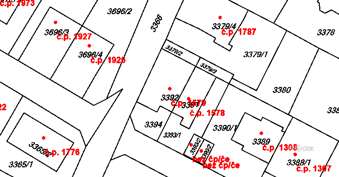 Předměstí 1579, Litoměřice na parcele st. 3392 v KÚ Litoměřice, Katastrální mapa