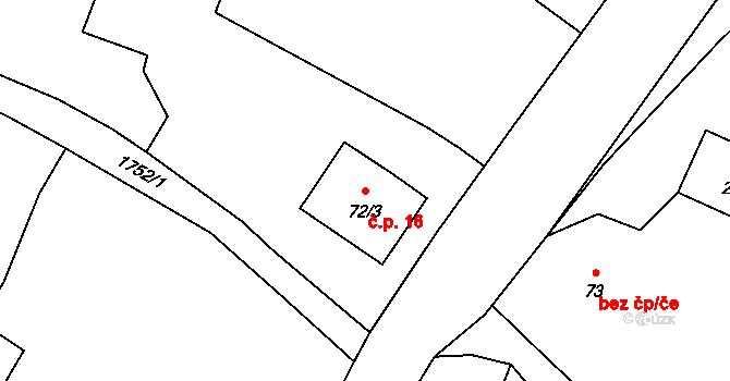 Olbramovice Městečko 16, Olbramovice na parcele st. 72/3 v KÚ Olbramovice u Votic, Katastrální mapa