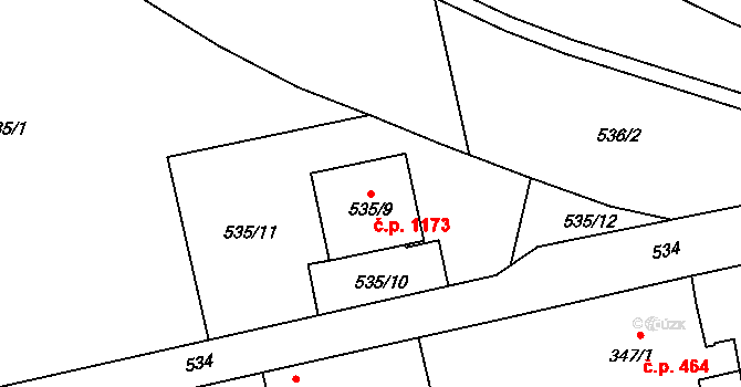 Svinov 1173, Ostrava na parcele st. 535/9 v KÚ Svinov, Katastrální mapa