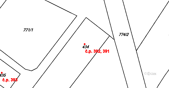 Skalná 391,392 na parcele st. 434 v KÚ Skalná, Katastrální mapa
