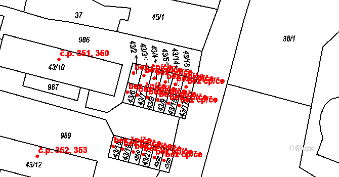 Peruc 40021807 na parcele st. 43/14 v KÚ Peruc, Katastrální mapa