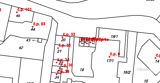 Praha 40426807 na parcele st. 17/2 v KÚ Střešovice, Katastrální mapa