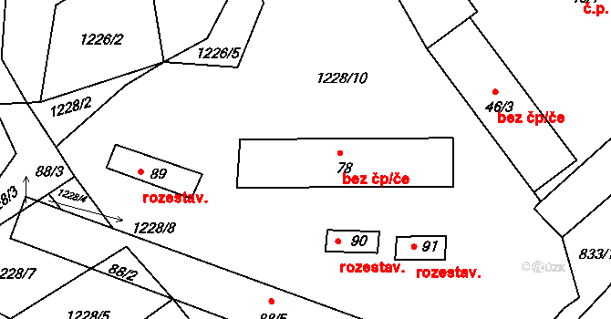 Hluboká nad Vltavou 40536807 na parcele st. 78 v KÚ Jeznice, Katastrální mapa