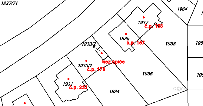 Praha 42648807 na parcele st. 1933/2 v KÚ Ruzyně, Katastrální mapa