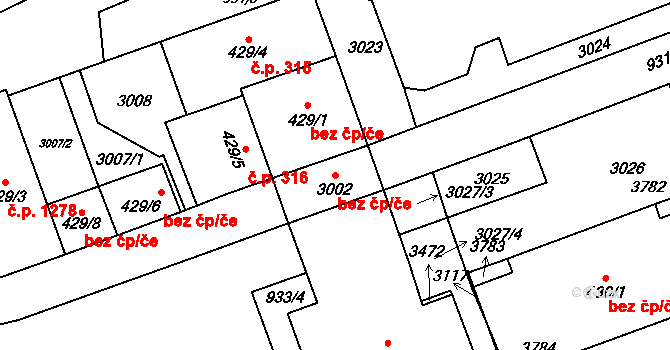 Choceň 45489807 na parcele st. 3002 v KÚ Choceň, Katastrální mapa