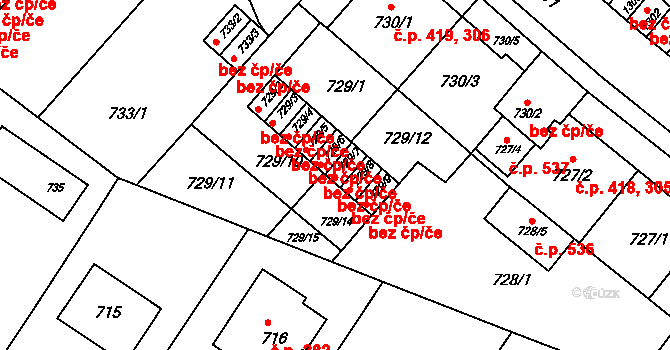 Brno 45553807 na parcele st. 729/7 v KÚ Pisárky, Katastrální mapa