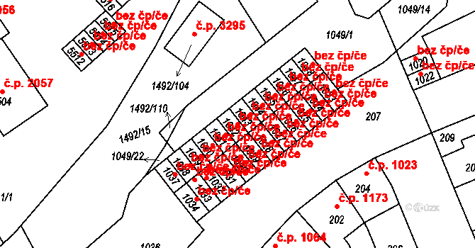 Kladno 49748807 na parcele st. 1042 v KÚ Kročehlavy, Katastrální mapa