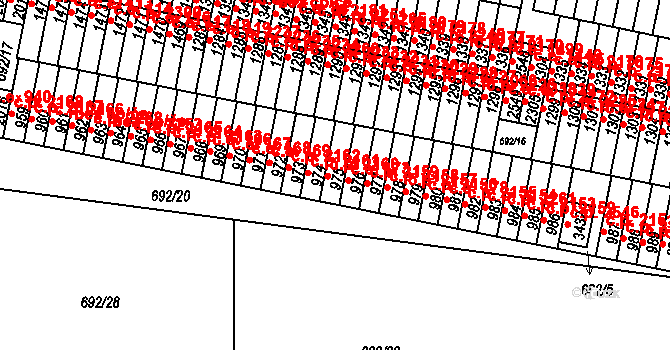Sezimovo Ústí 2160 na parcele st. 975 v KÚ Sezimovo Ústí, Katastrální mapa