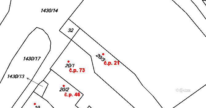 Krč 21, Protivín na parcele st. 20/3 v KÚ Krč u Protivína, Katastrální mapa