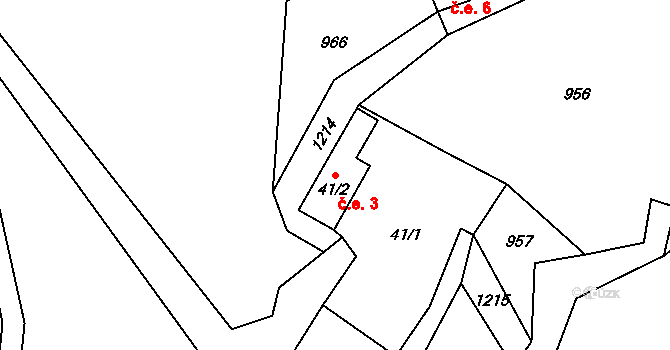 Žernovník 3, Bezvěrov na parcele st. 41/2 v KÚ Žernovník u Dolního Jamného, Katastrální mapa