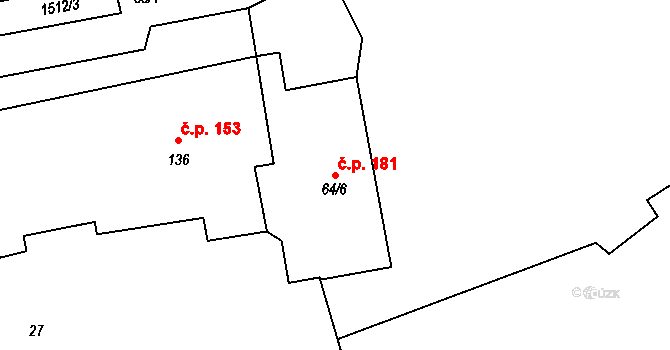 Horní Chrastava 181, Chrastava na parcele st. 64/6 v KÚ Horní Chrastava, Katastrální mapa