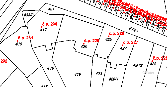 Česká Skalice 229 na parcele st. 420/1 v KÚ Česká Skalice, Katastrální mapa