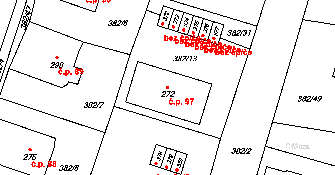 Dražkovice 97, Pardubice na parcele st. 272 v KÚ Dražkovice, Katastrální mapa
