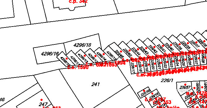 Jindřichův Hradec III 1594, Jindřichův Hradec na parcele st. 4296/14 v KÚ Jindřichův Hradec, Katastrální mapa