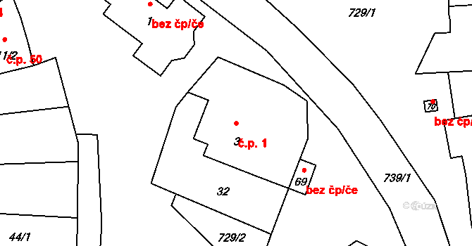 Malměřice 1, Blatno na parcele st. 3 v KÚ Malměřice, Katastrální mapa
