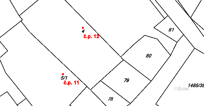 Čachotín 12 na parcele st. 4 v KÚ Čachotín, Katastrální mapa