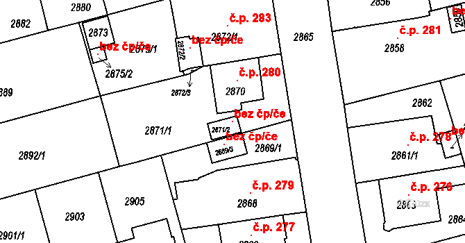 Brno 102266808 na parcele st. 2871/2 v KÚ Černá Pole, Katastrální mapa