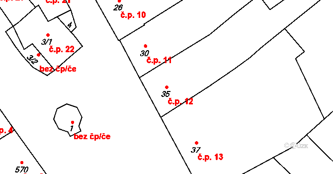 Přerov IV-Kozlovice 12, Přerov na parcele st. 35/3 v KÚ Kozlovice u Přerova, Katastrální mapa