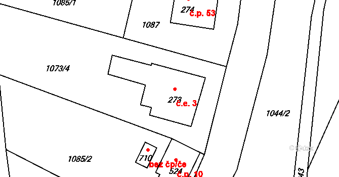 Hřebečná 3, Abertamy na parcele st. 273 v KÚ Hřebečná, Katastrální mapa