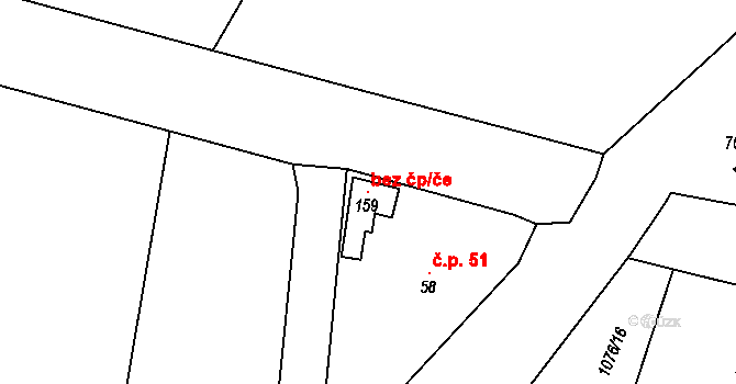 Borovy 118849808 na parcele st. 159 v KÚ Borovy, Katastrální mapa