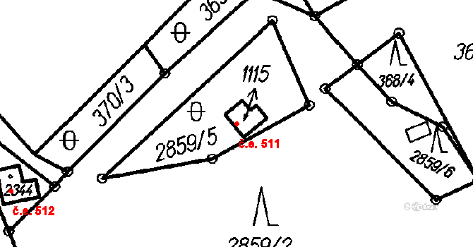 Čeladná 511 na parcele st. 1115 v KÚ Čeladná, Katastrální mapa