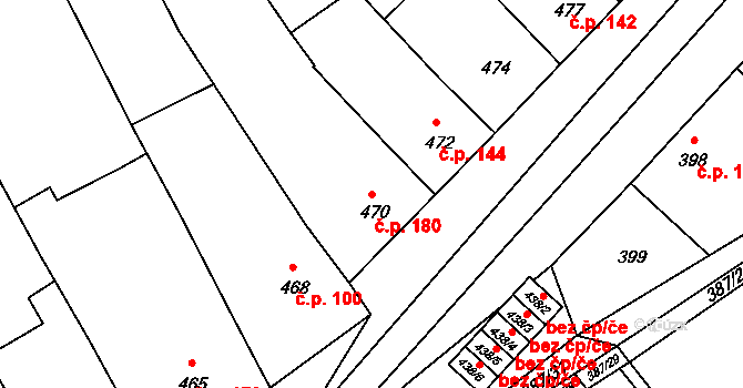 Lidéřovice 180, Vnorovy na parcele st. 470 v KÚ Lidéřovice na Moravě, Katastrální mapa