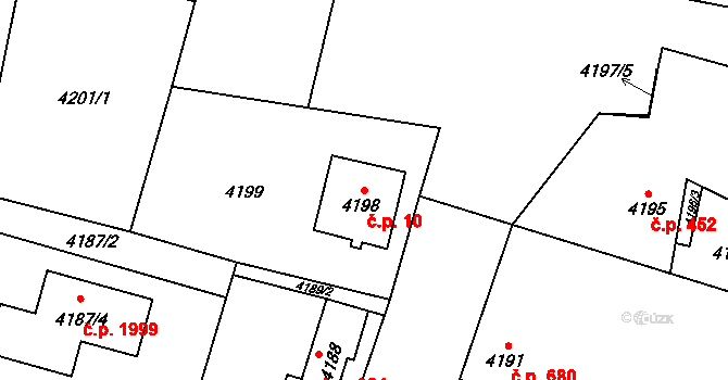 Rychvald 10 na parcele st. 4198 v KÚ Rychvald, Katastrální mapa