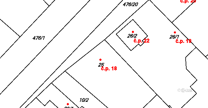 Podoliby 18, Králíky na parcele st. 25 v KÚ Podoliby, Katastrální mapa