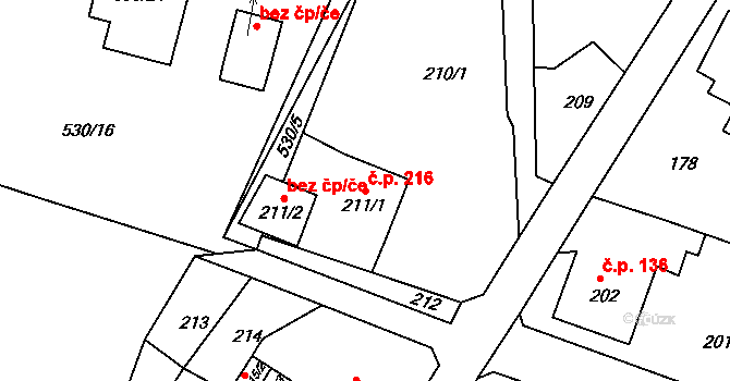 Děčín VII-Chrochvice 216, Děčín na parcele st. 211/1 v KÚ Chrochvice, Katastrální mapa