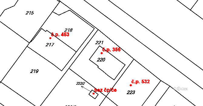 Lutyně 356, Orlová na parcele st. 220 v KÚ Horní Lutyně, Katastrální mapa