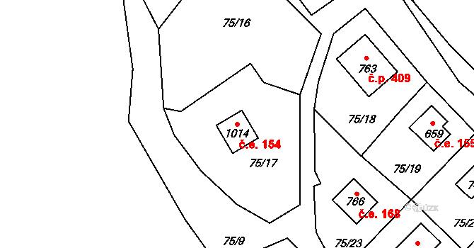 Senohraby 154 na parcele st. 1014 v KÚ Senohraby, Katastrální mapa