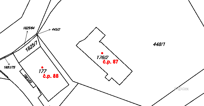 Třebovice 87 na parcele st. 176/2 v KÚ Třebovice, Katastrální mapa