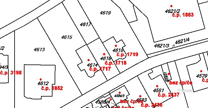 Smíchov 1718, Praha na parcele st. 4616/1 v KÚ Smíchov, Katastrální mapa