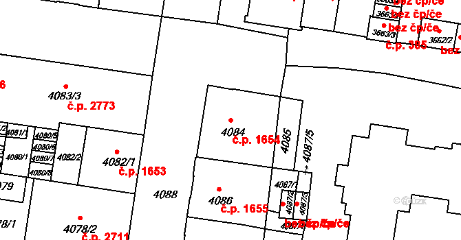 České Budějovice 3 1654, České Budějovice na parcele st. 4084/1 v KÚ České Budějovice 3, Katastrální mapa