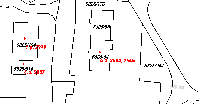 Česká Lípa 2545 na parcele st. 5825/94 v KÚ Česká Lípa, Katastrální mapa