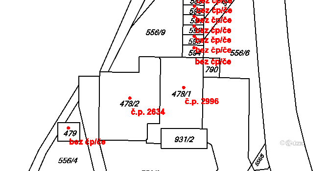 Šumperk 2996 na parcele st. 478/1 v KÚ Dolní Temenice, Katastrální mapa